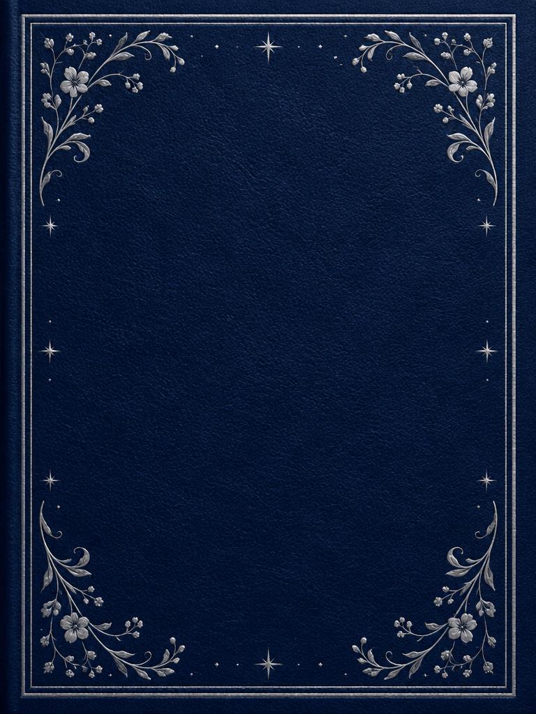 Silver stars and floral gilding on midnight-blue leather